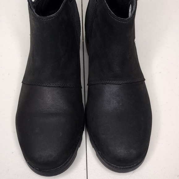 Sorel Emelie Black Leather Waterproof Chelsea Casual Ankle Boots Sz 6 - Picture 5 of 13